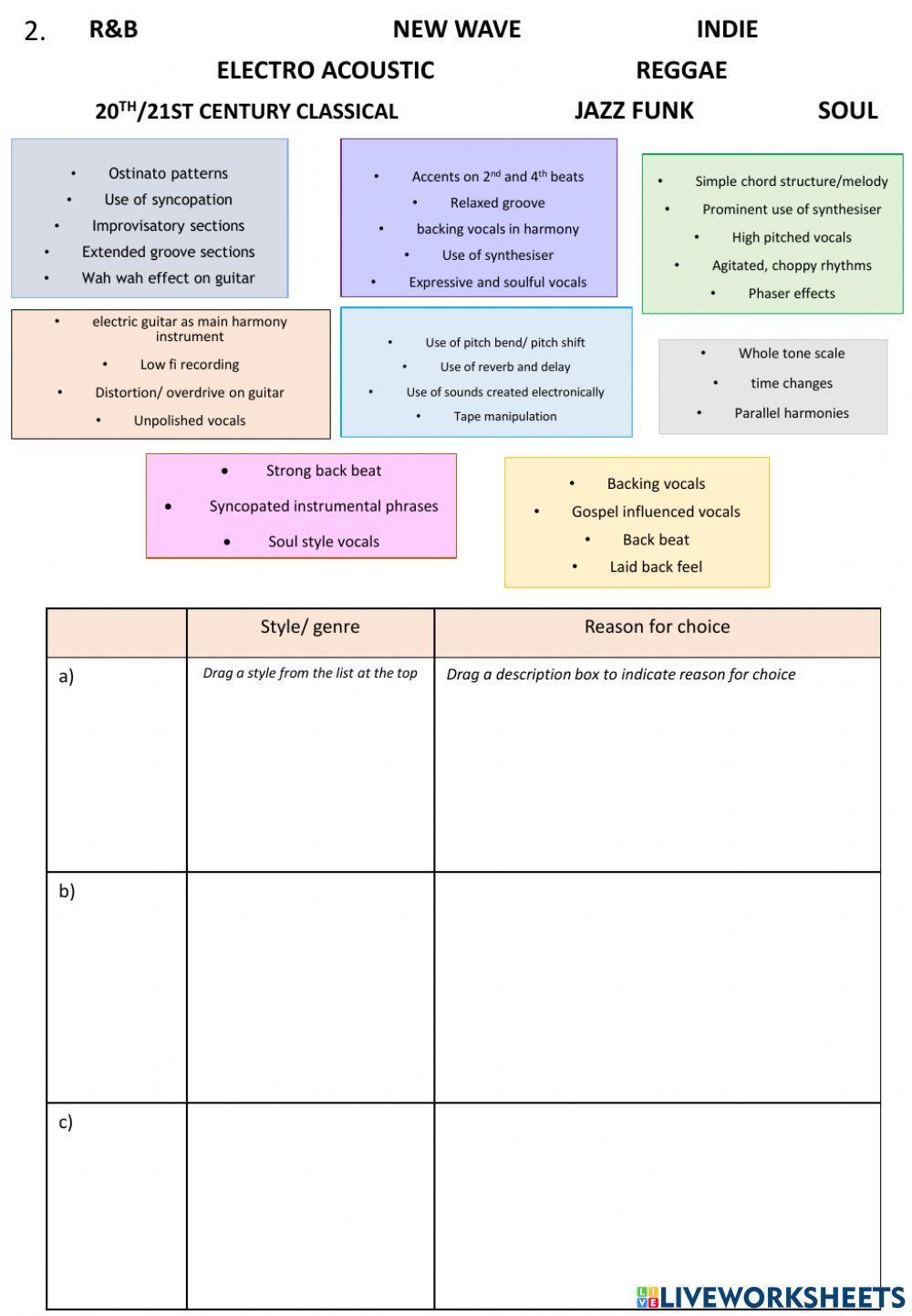 Higher Tech Styles and Genres Quiz 1