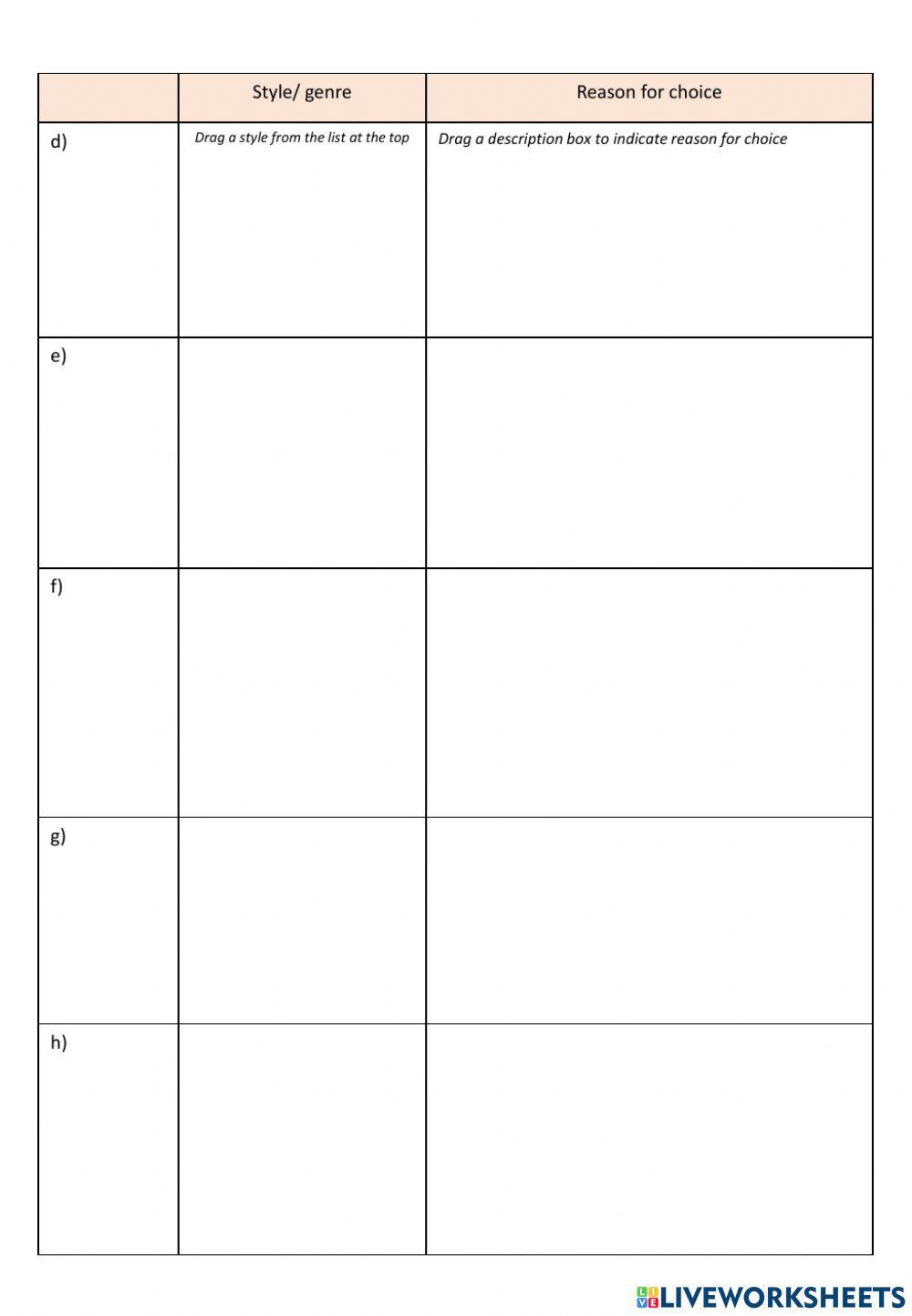 Higher Tech Styles and Genres Quiz 1