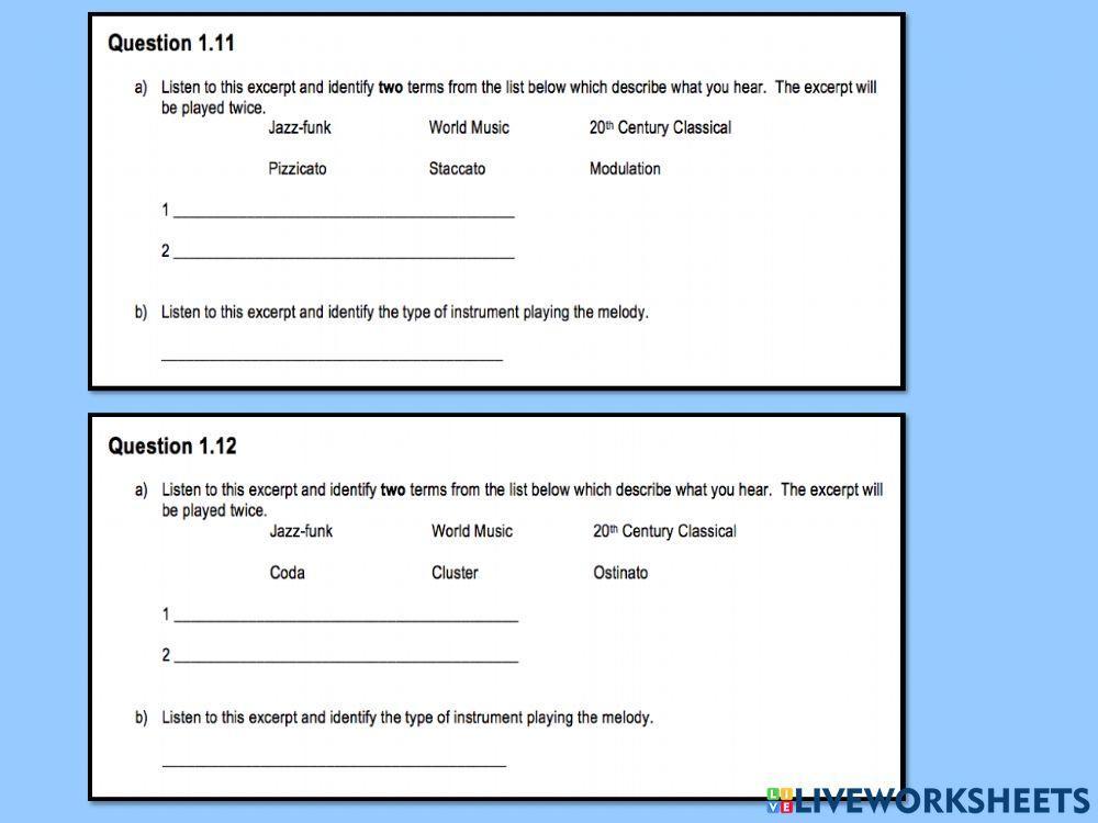 Higher Tech Styles and Genres Quiz 2a