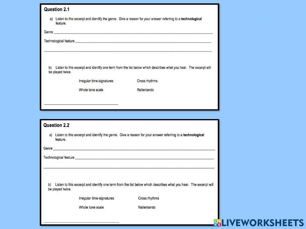 Higher Tech Styles and Genres Quiz 2b