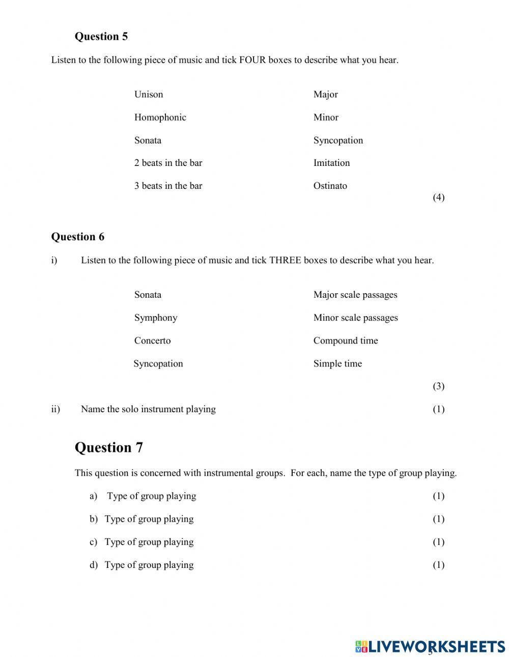 Instrumental Recognition Test 2