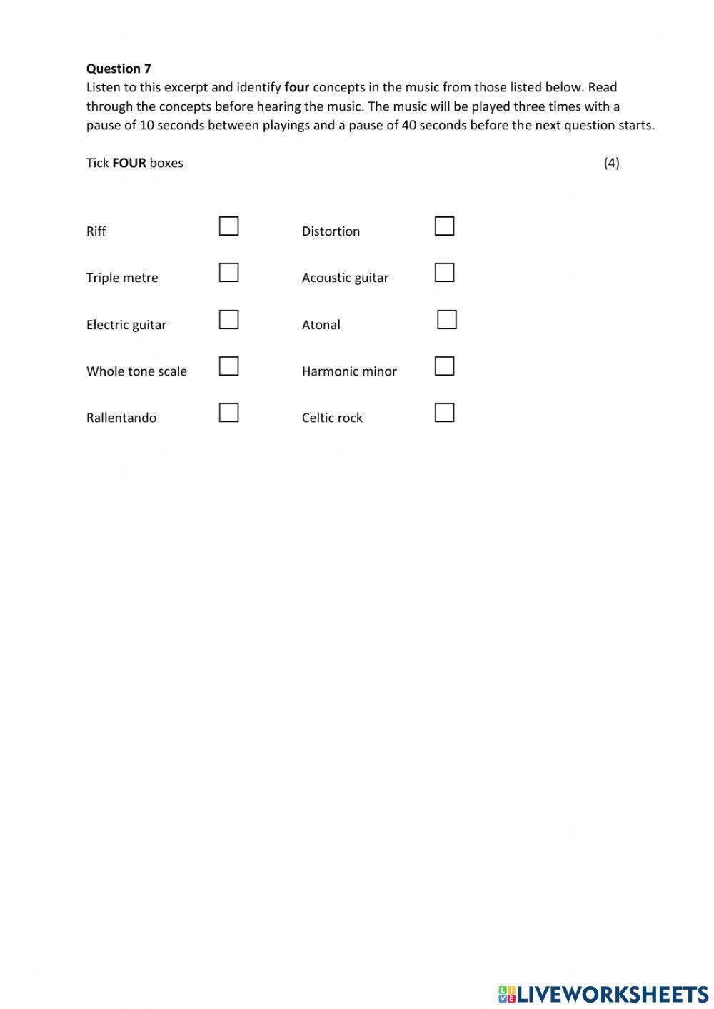 Higher Melody Harmony Quiz
