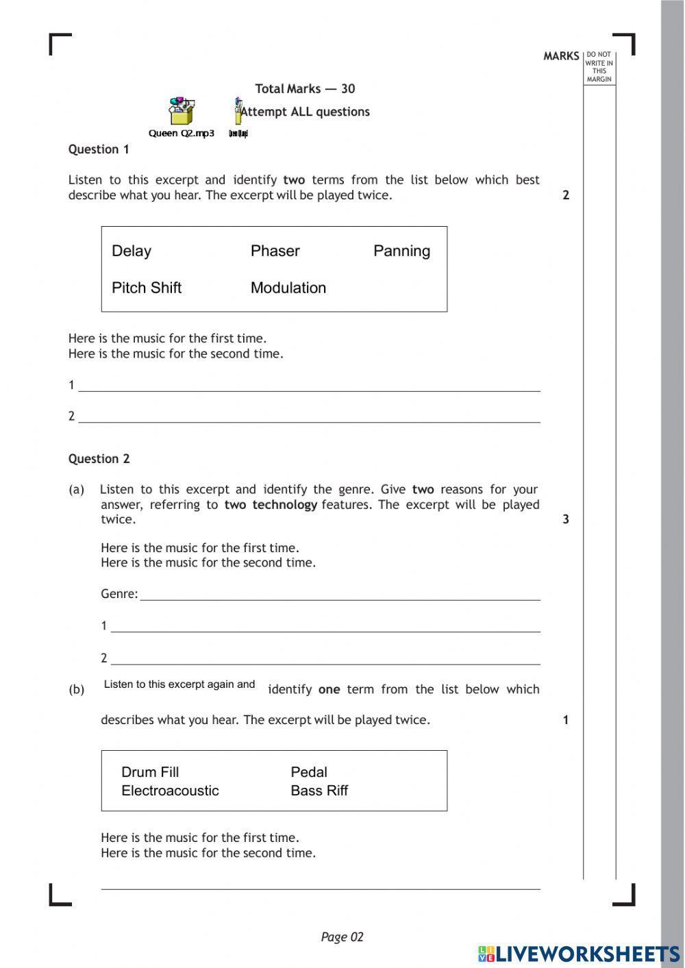 Higher Tech Queen listening paper