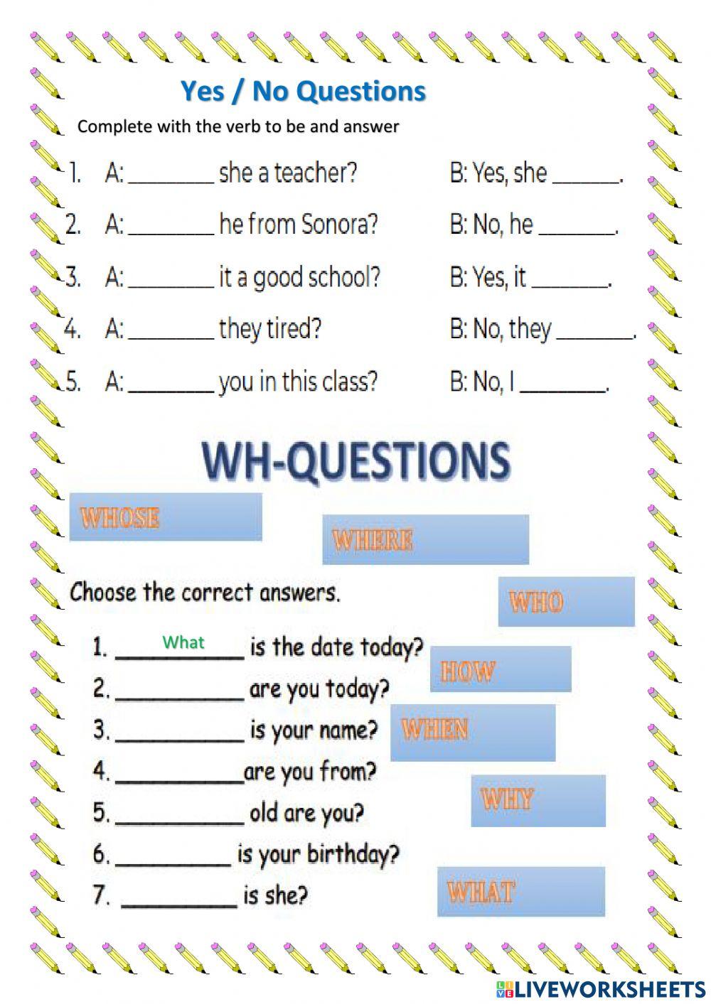 QUESTIONS VERB TO BE online exercise for | Live Worksheets