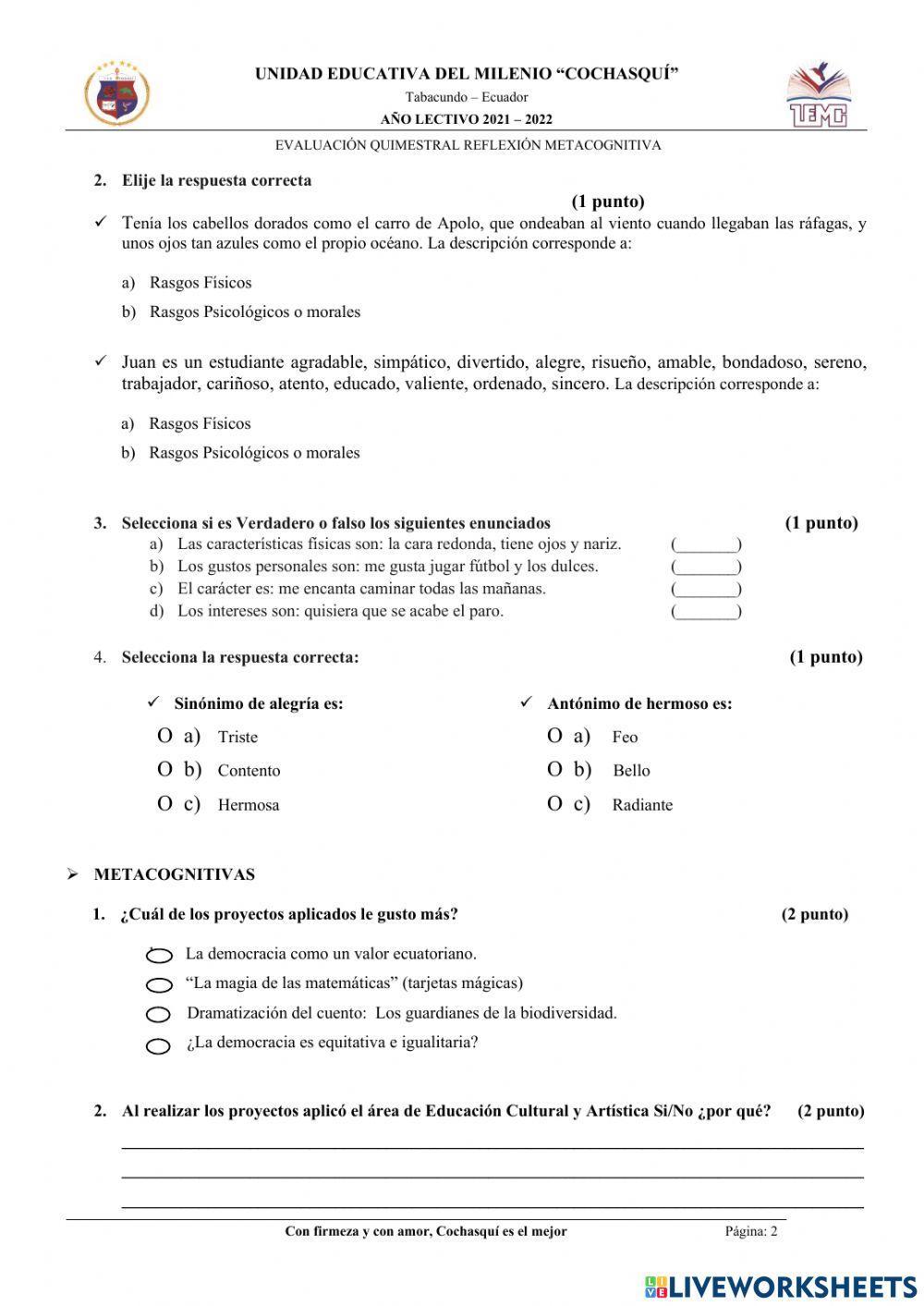 Examen Quimestral