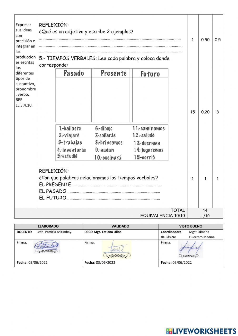 Examen lengua Nicolas