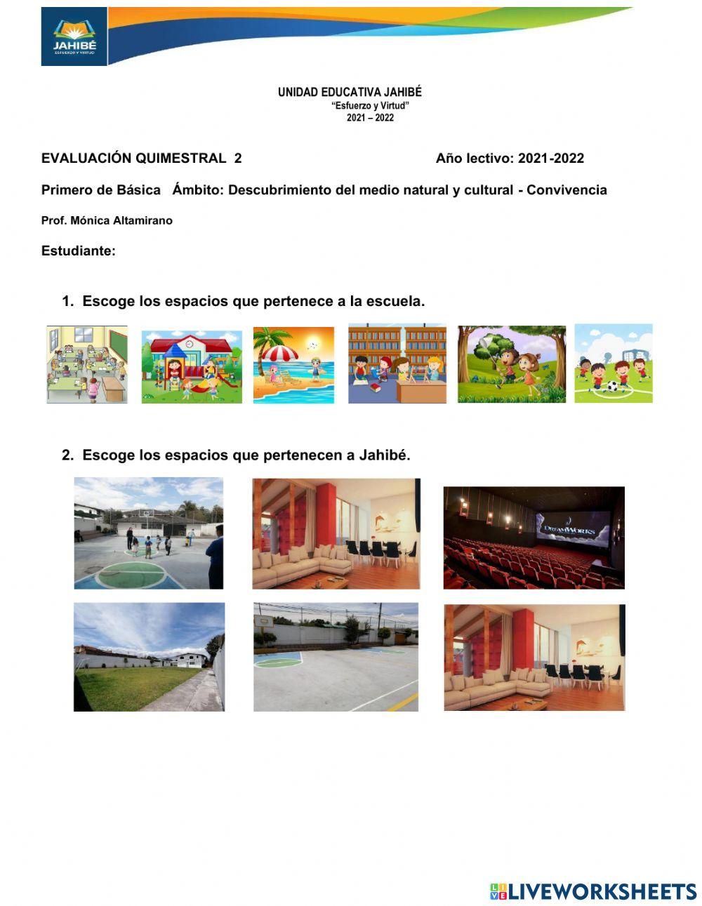 Evaluación 2do Quimestre Descubrimiento y Convivencia