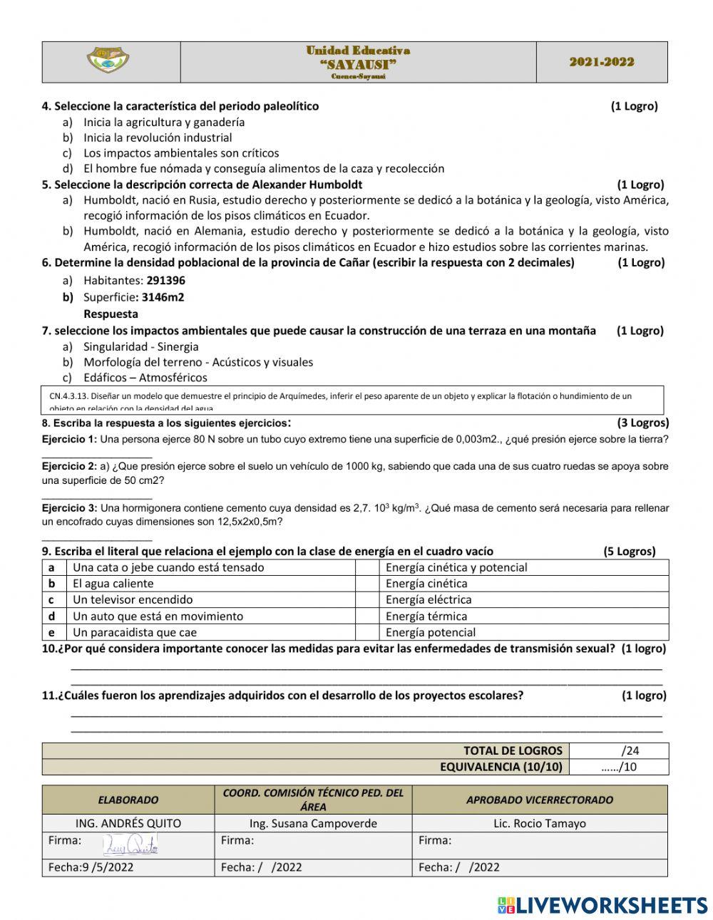 Examen quimestral - ccnn10
