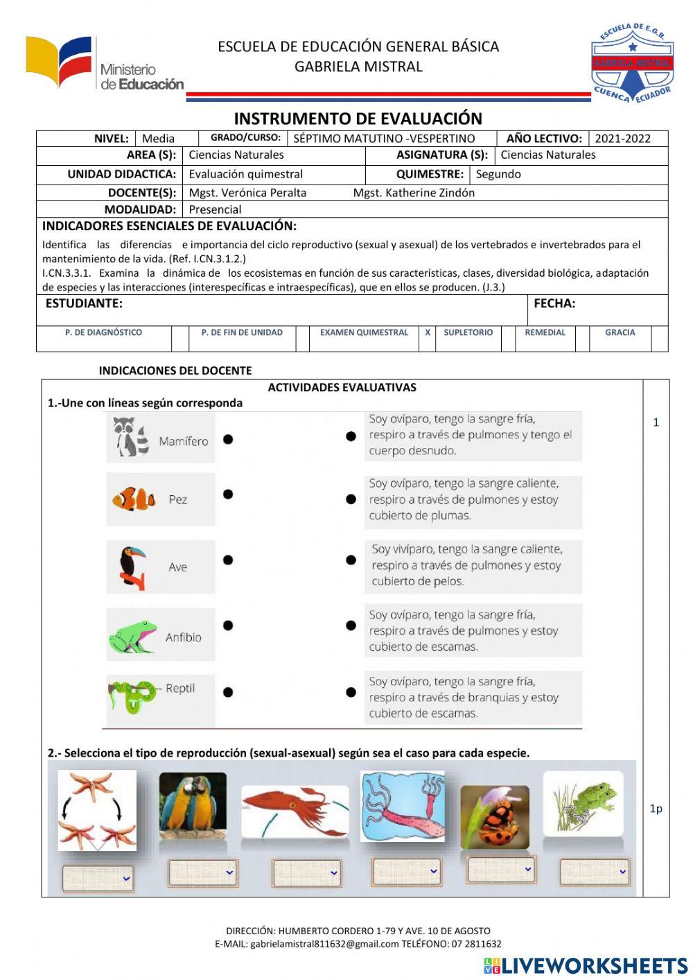 Evaluación Ciencias Naturales