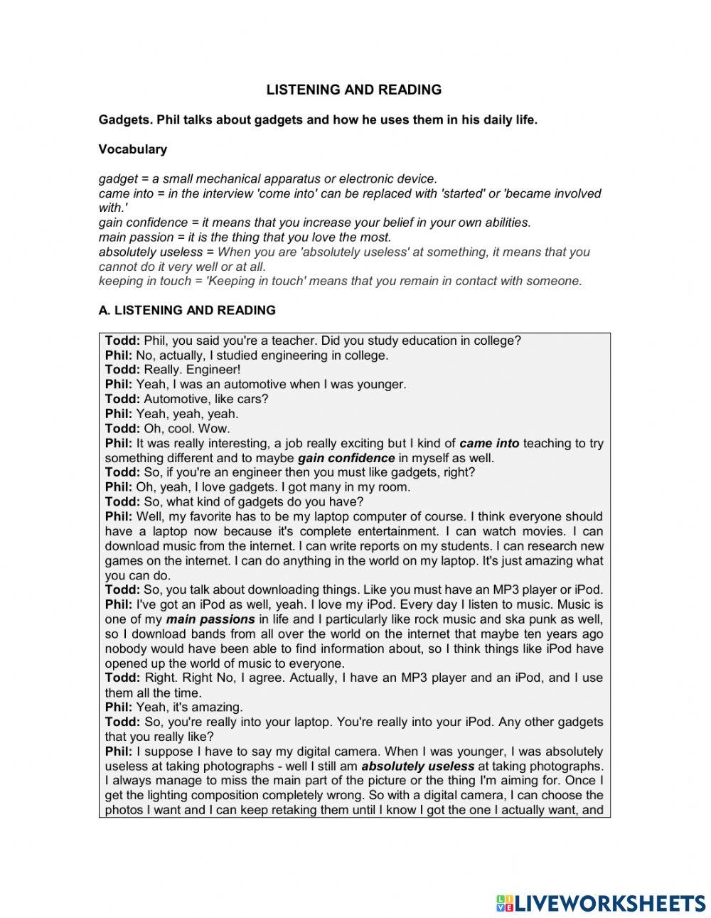 Reading and Listening