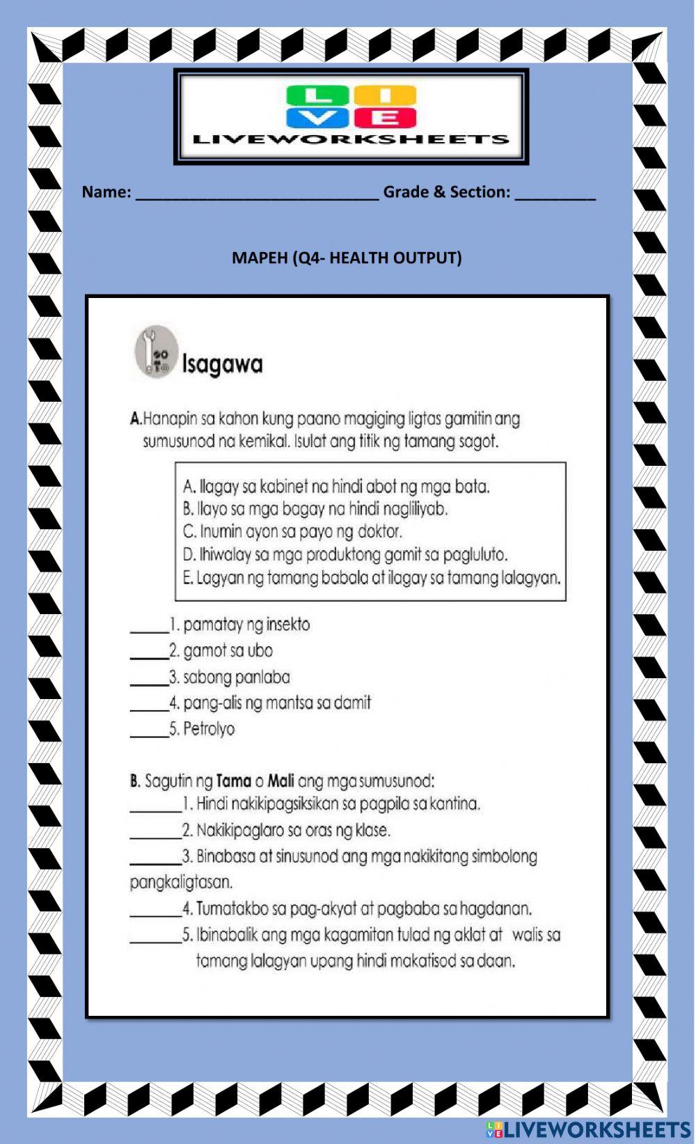 Mapeh q4-health output