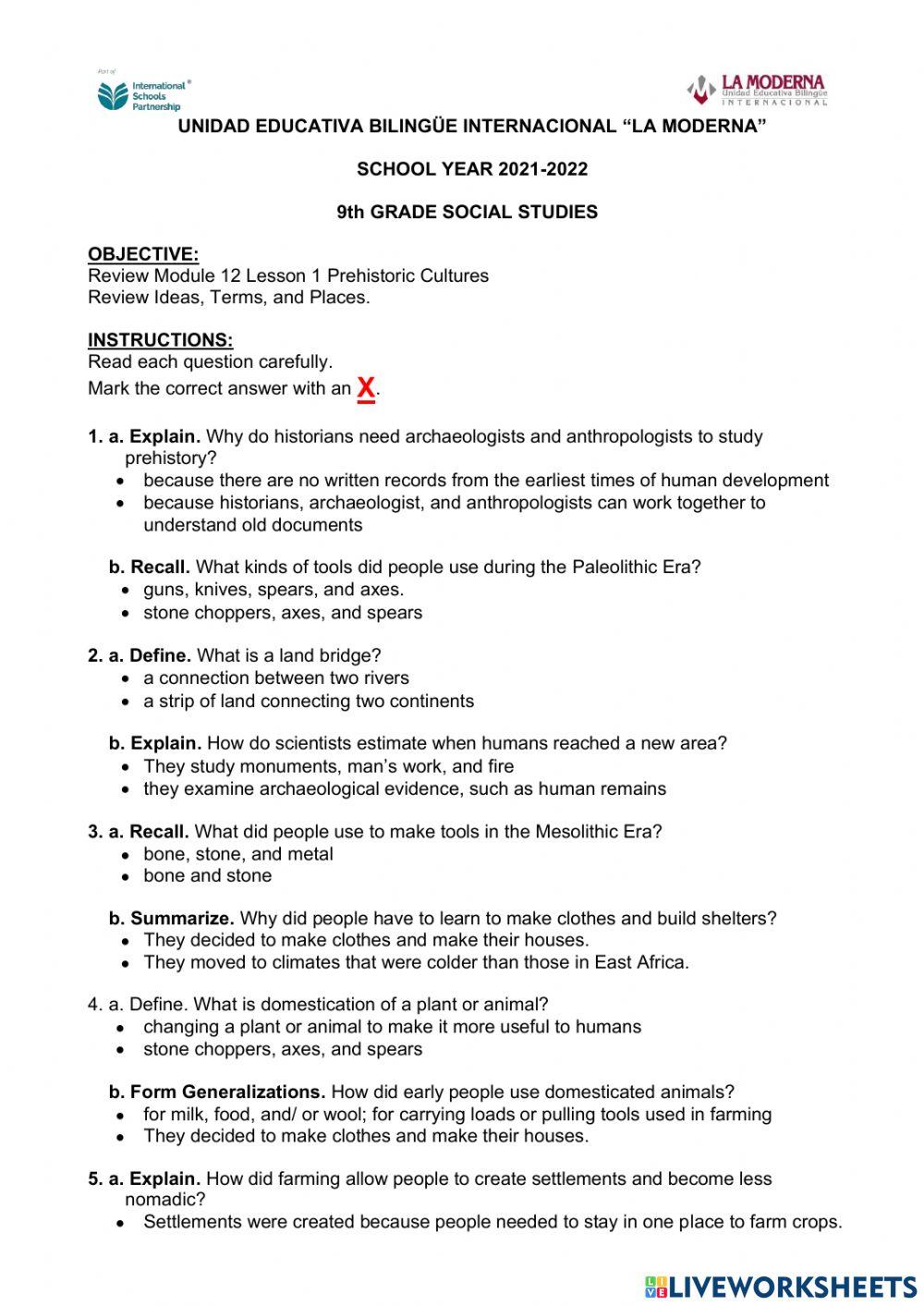MODULE 12 LESSON 1 Review for Quiz