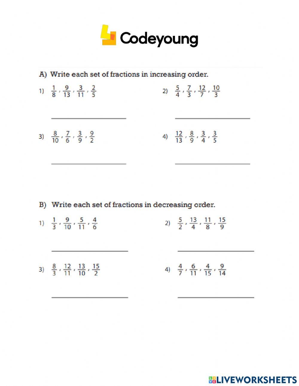 Comparison of Rational Numbers Concept CW