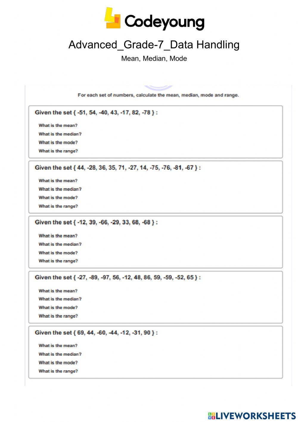 Mean, Median, Mode Advanced