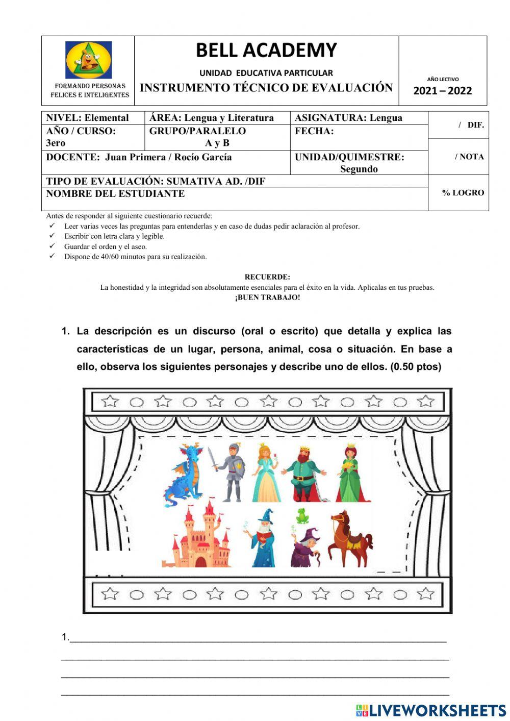 Evaluación quimestral