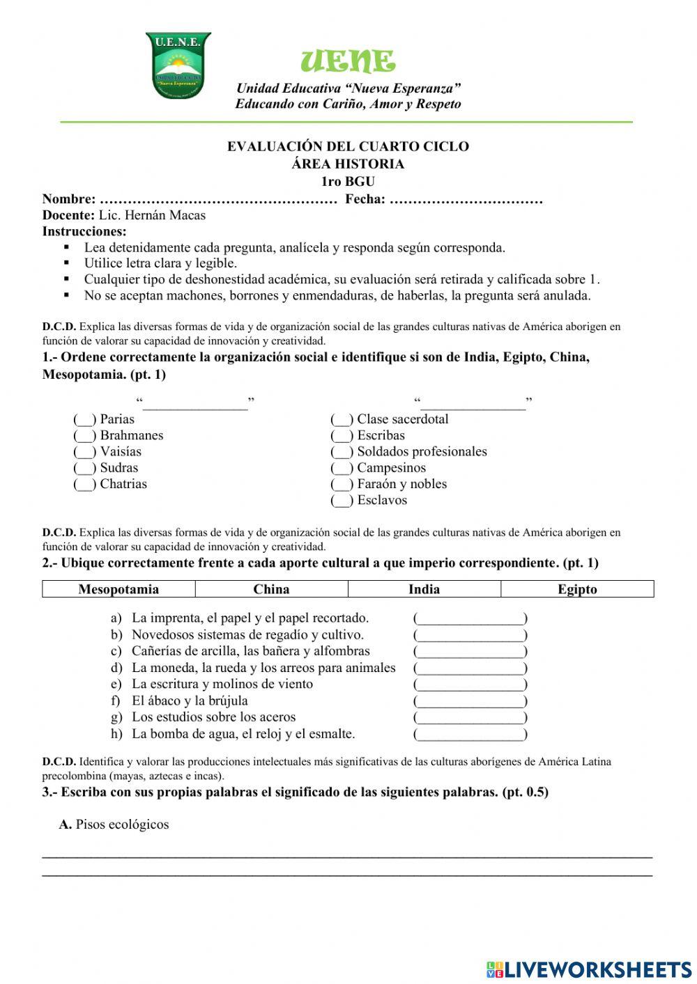 Historia Evaluación Ciclo 4