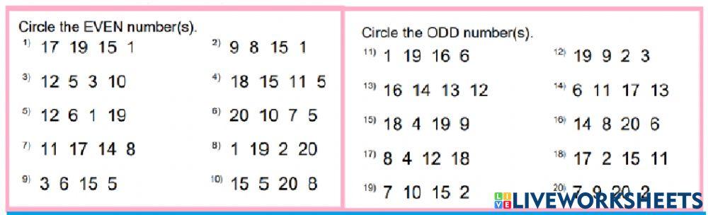 Odd and Even Number - Grade 2 IHS
