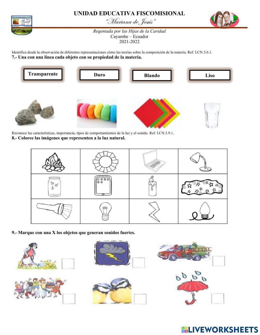 Evaluacion ciencias naturales