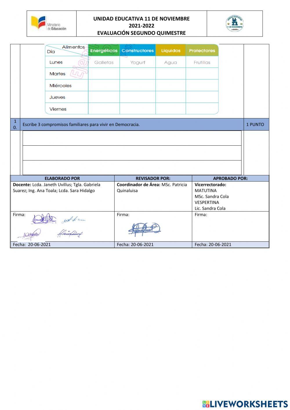 Evaluación 2q matematicas cuarto