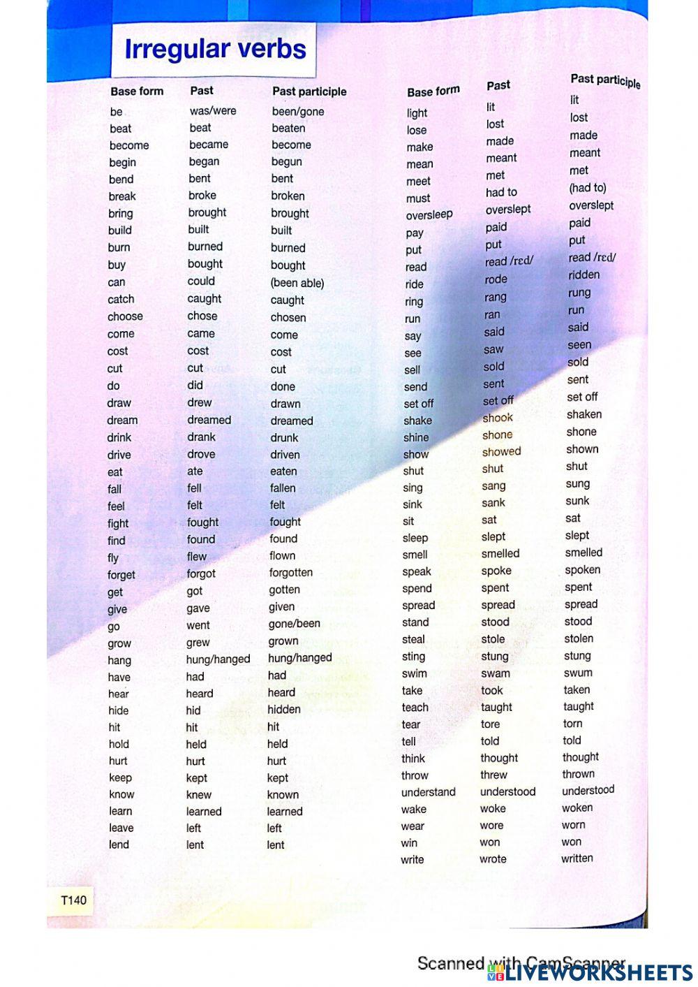 Irregular verbs