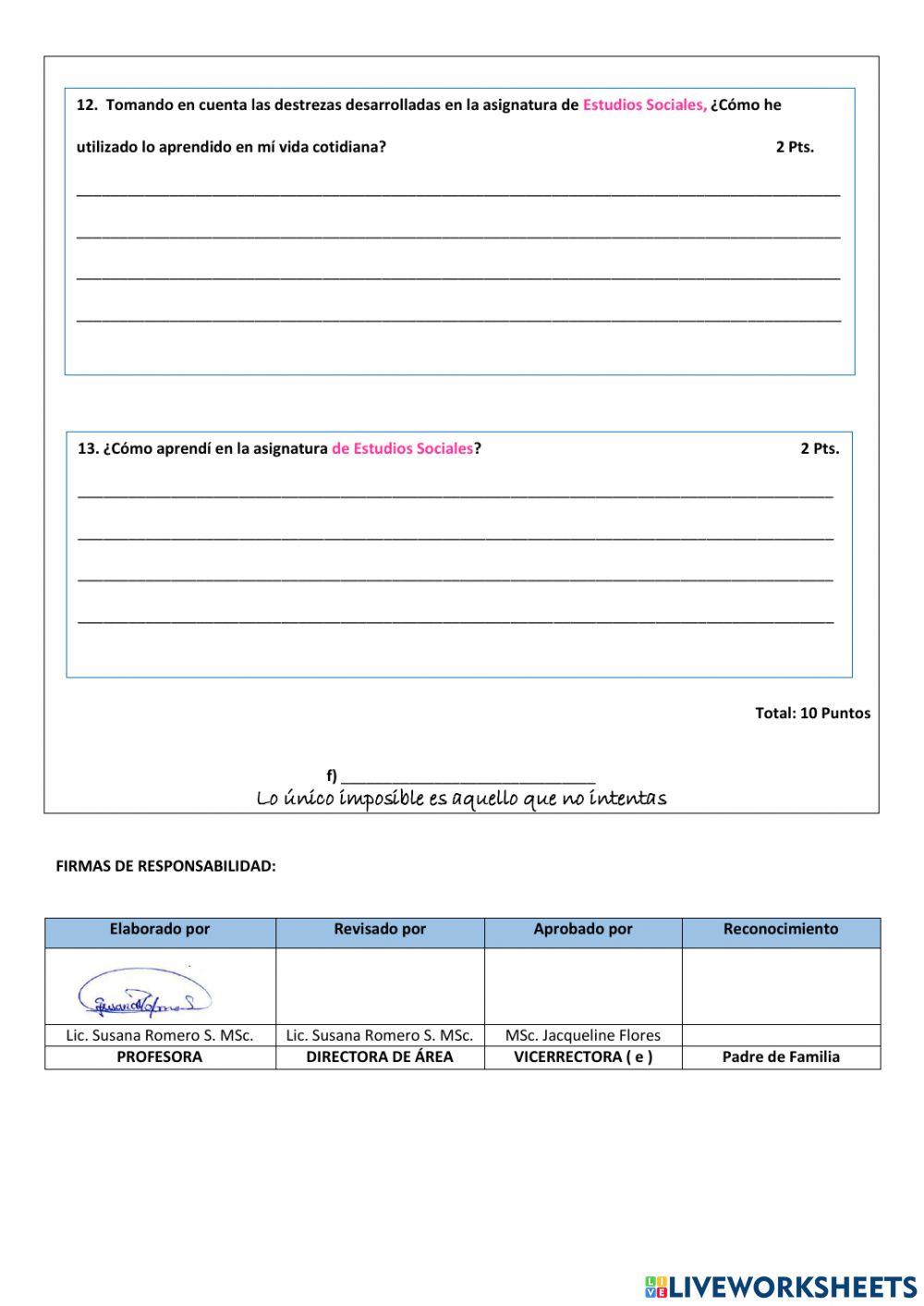 Evaluación EESS II Quimestre