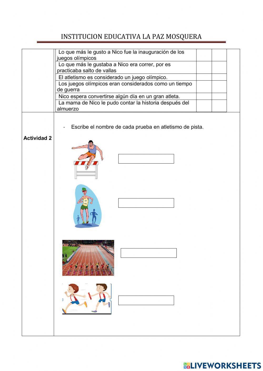 ficha de aprendizaje atletismo