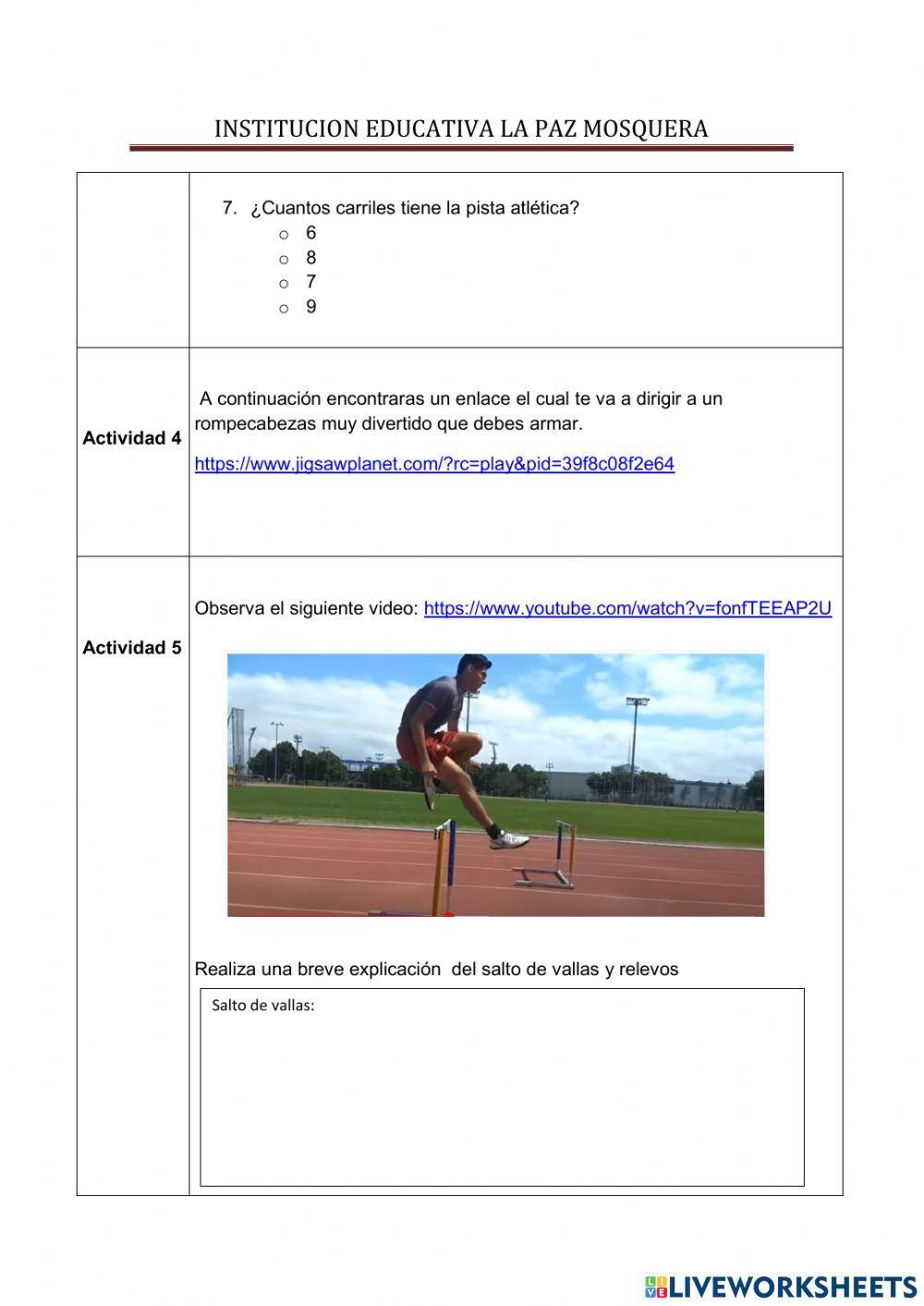 ficha de aprendizaje atletismo