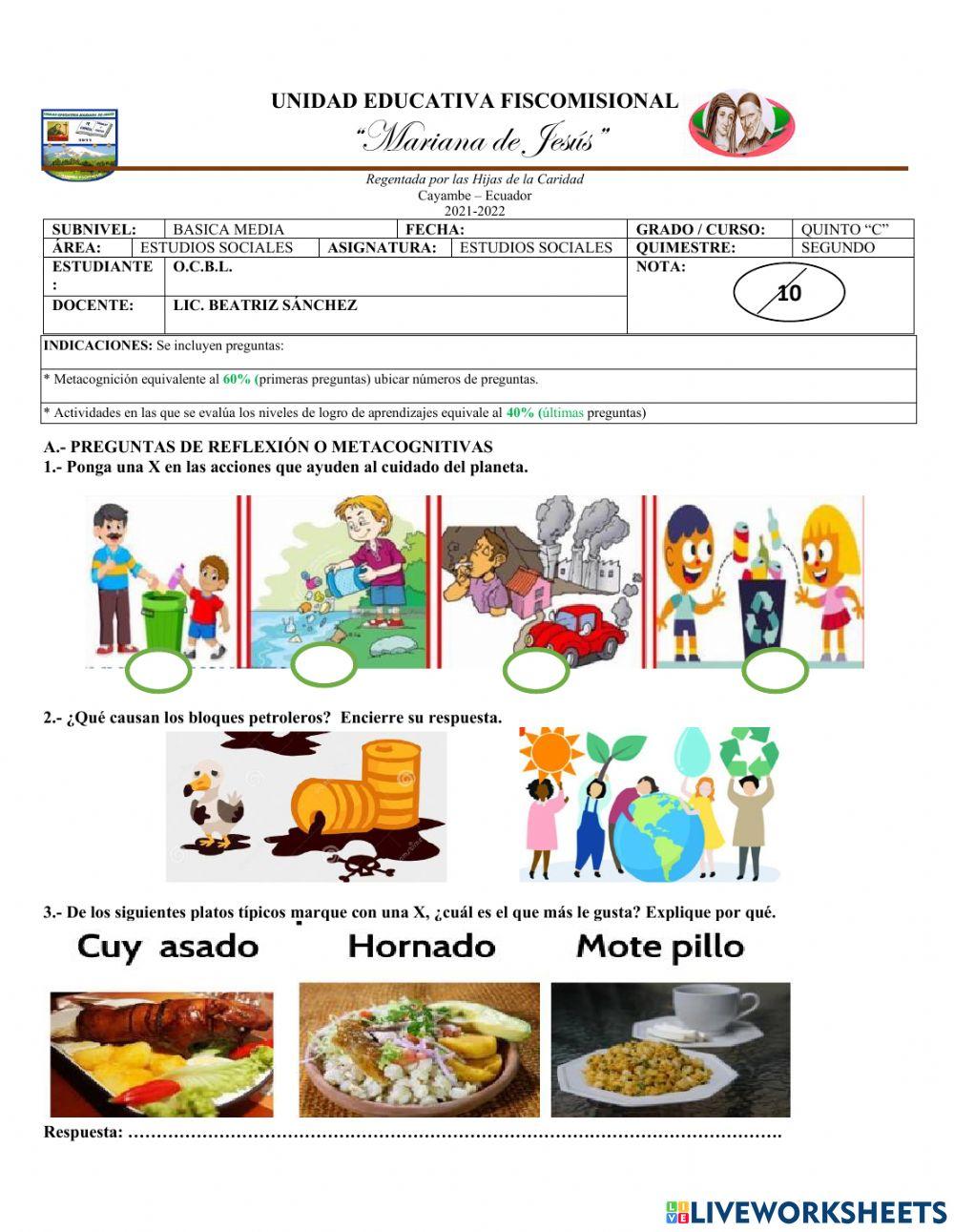 Evaluacion estudios sociales
