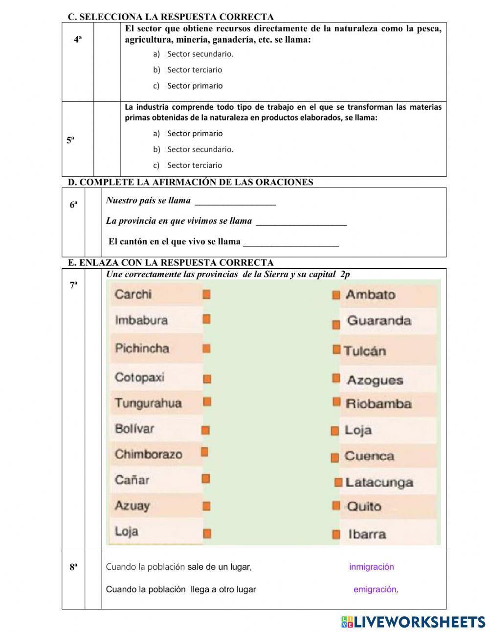 Examen de estudios sociales