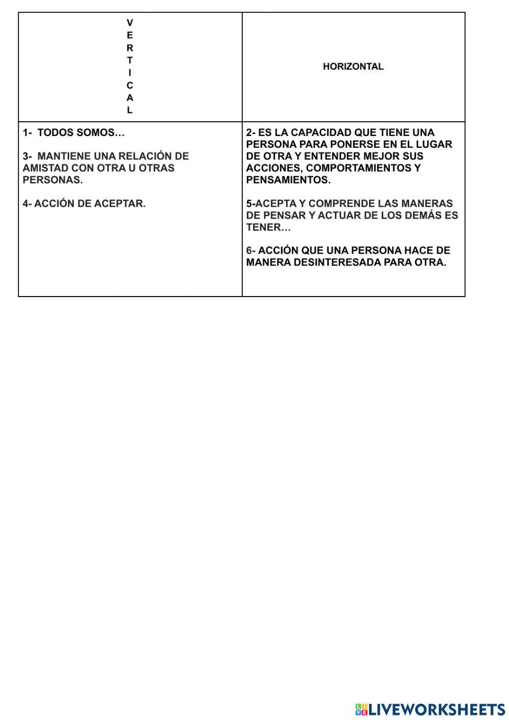 Crucigrama diversidad