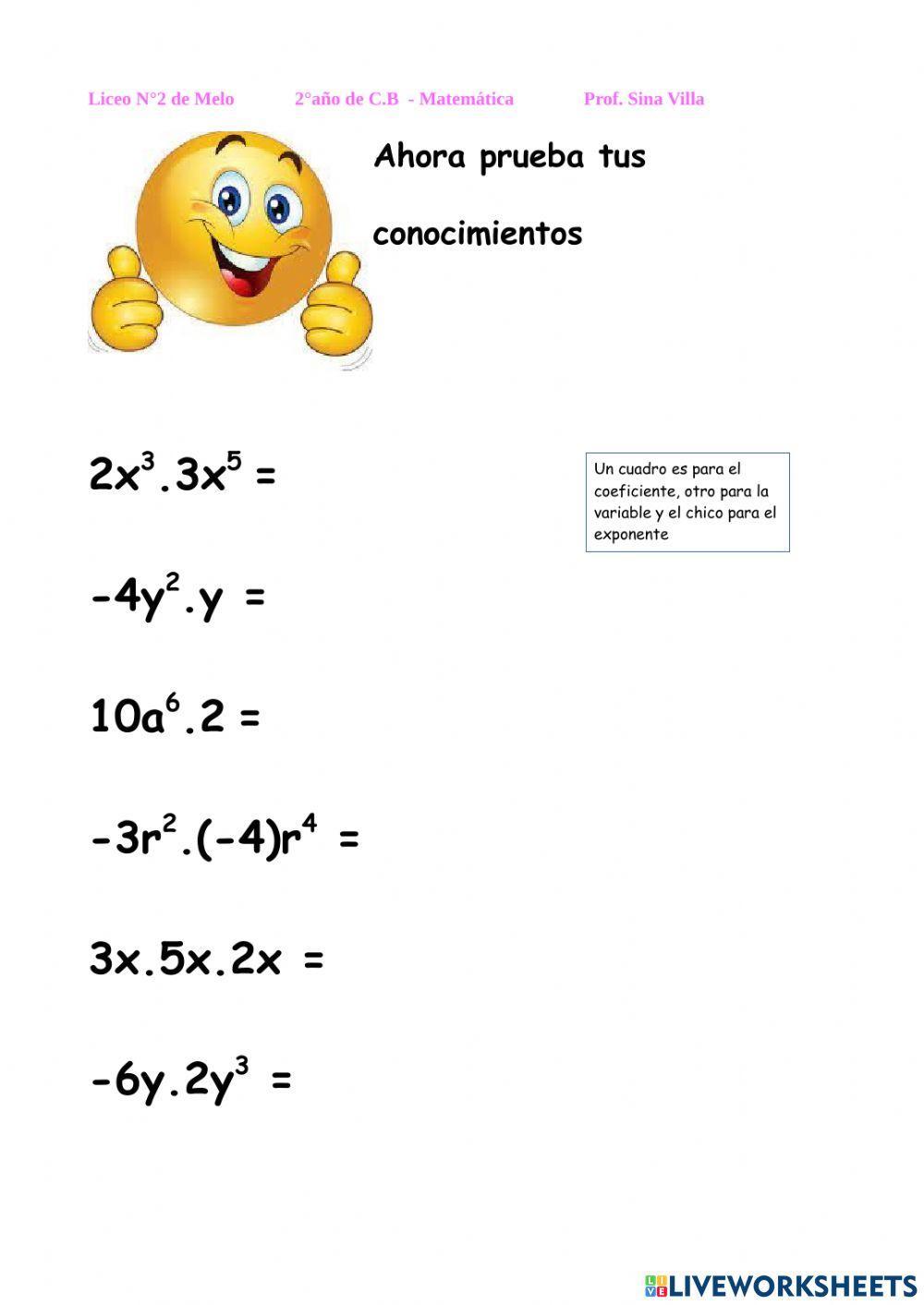Multiplicación entre monomios