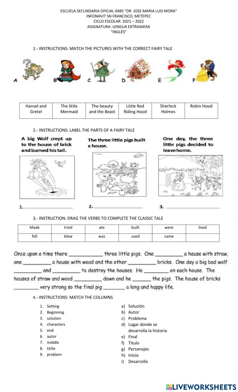 Examen cuentos clasicos
