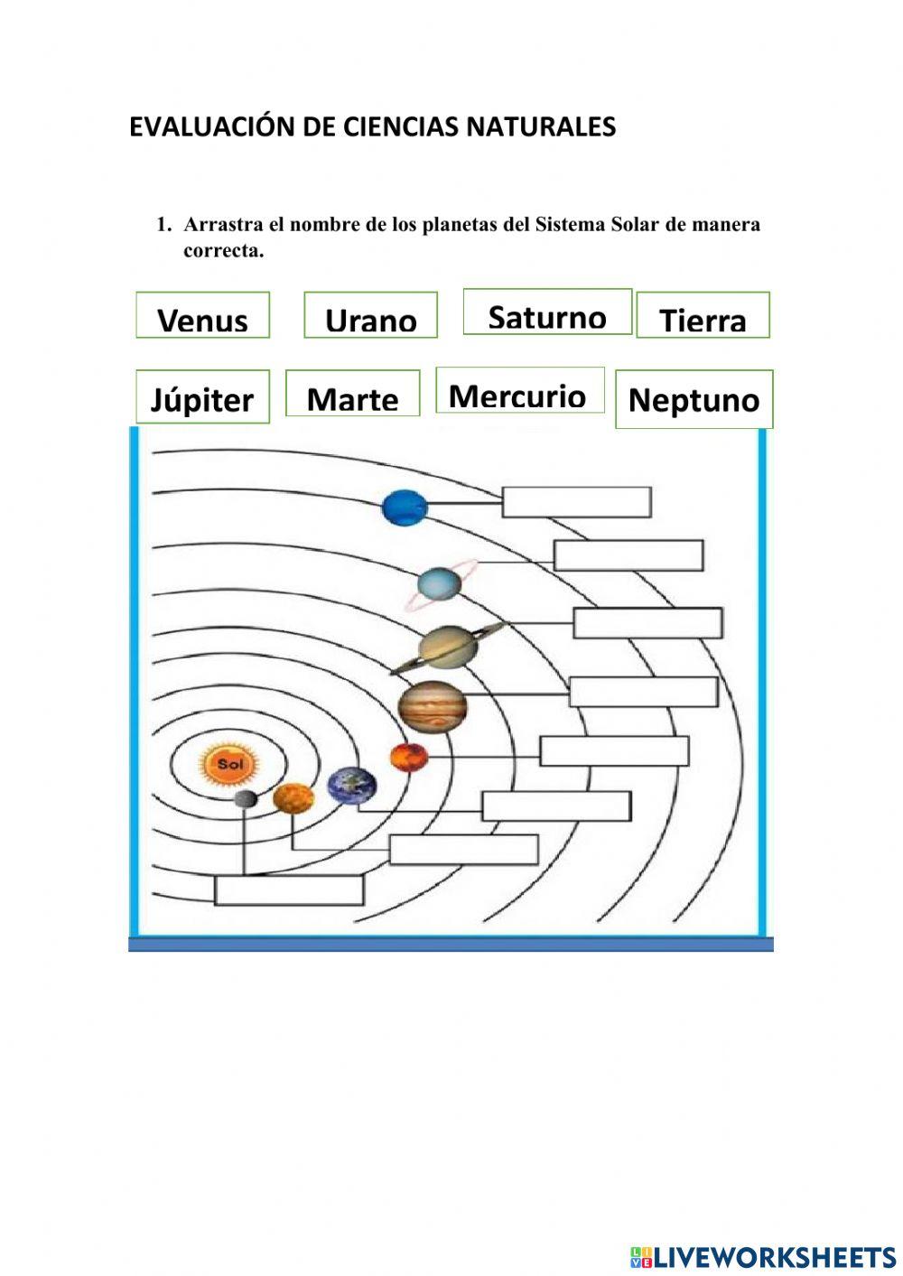 Evaluación de ciencias naturales