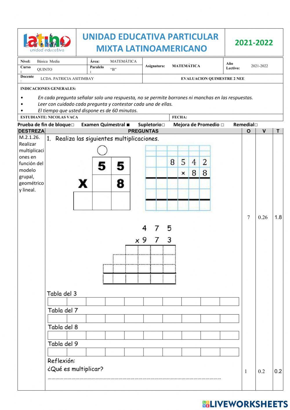 Examen matematica Nicolas