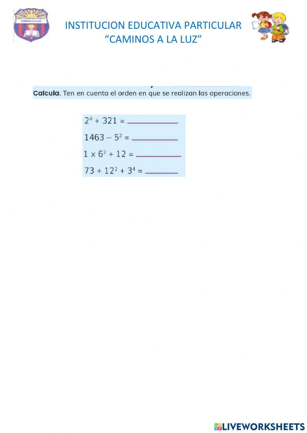 Evaluacion final de matematica sexto