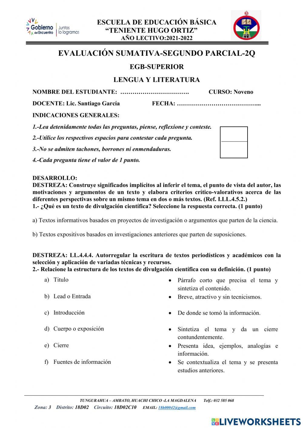 Evaluación 2P2Q 9NO