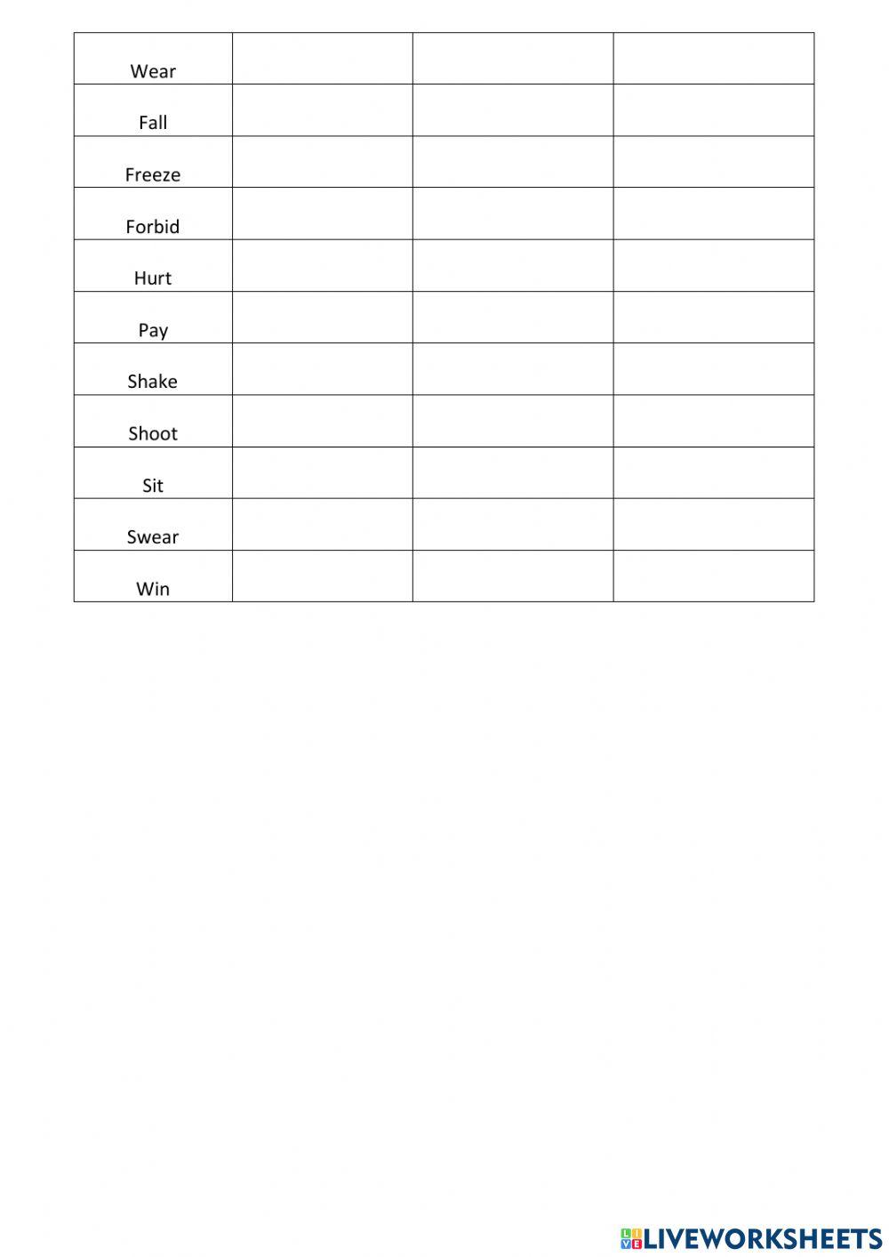 Irregular verbs