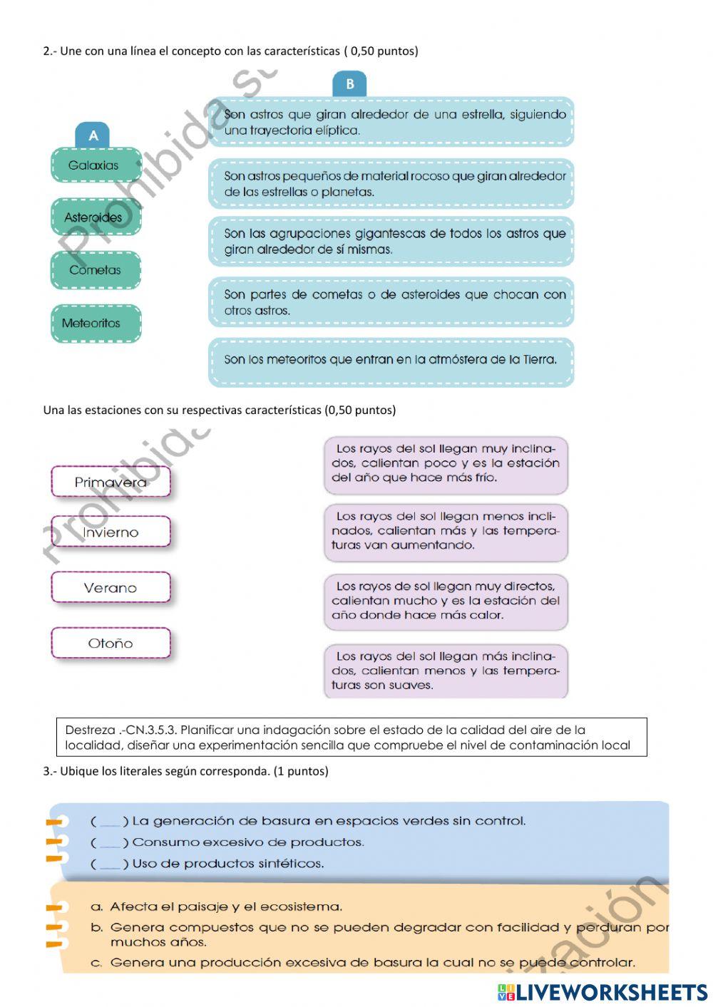 Evaluación Ciencias Naturales