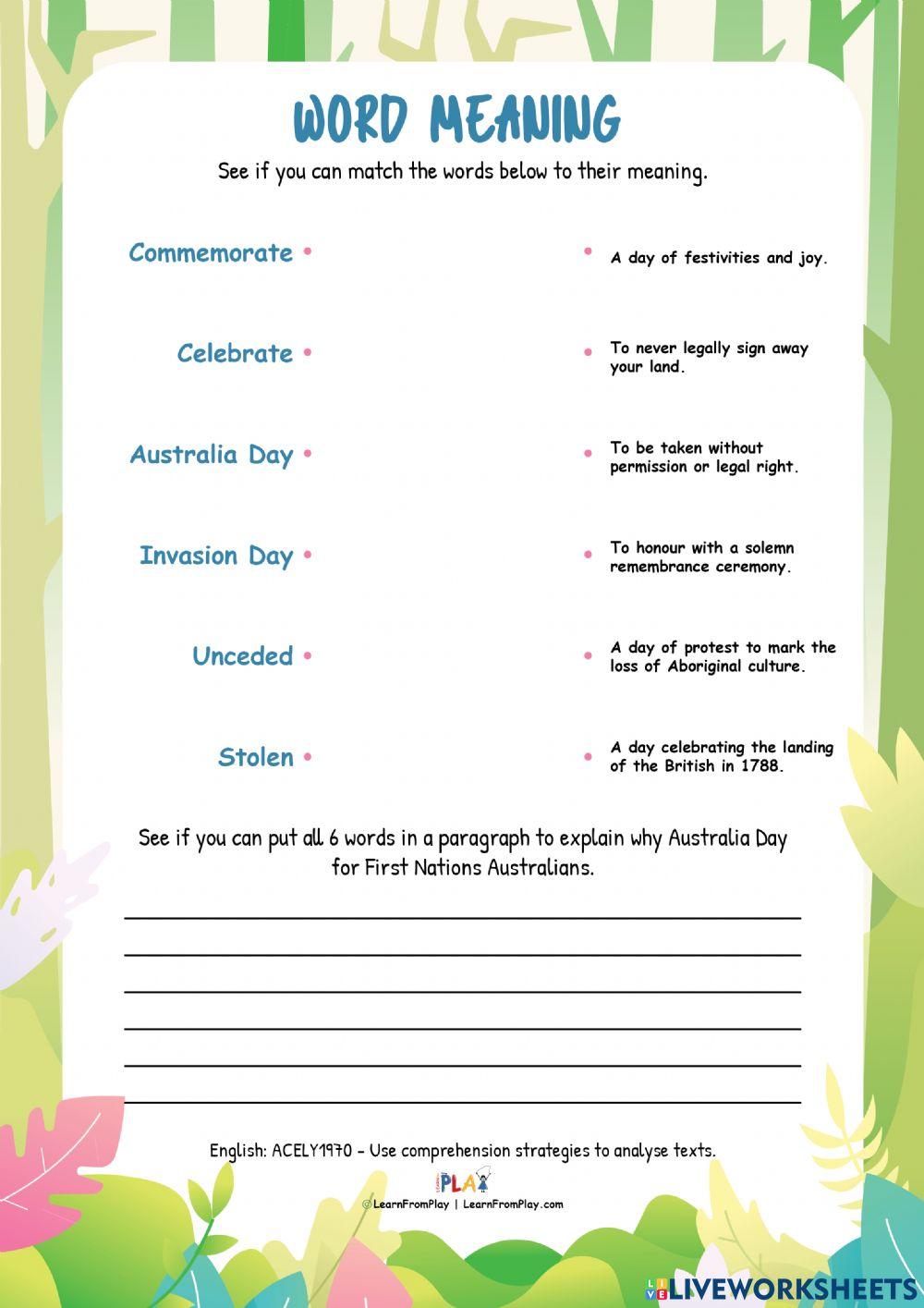 Day Break - Word Meanings