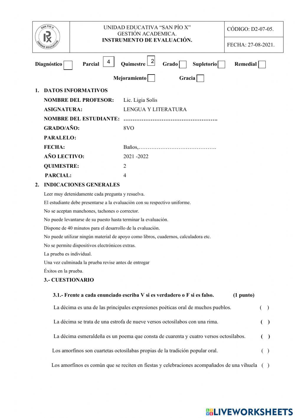 Evaluación 4to parcial