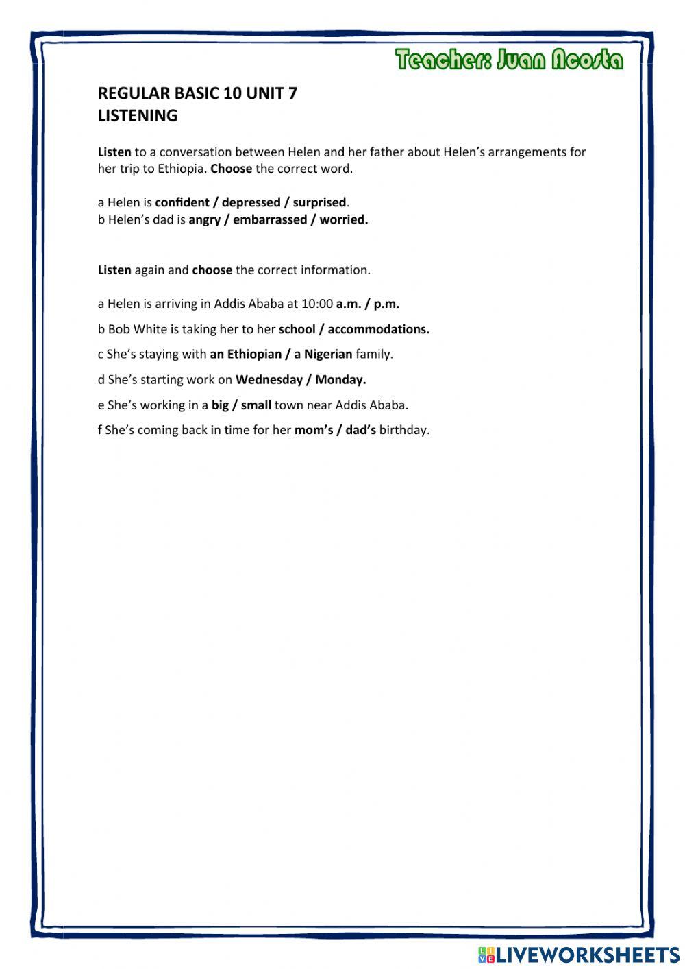 I am going to Ethiopia.