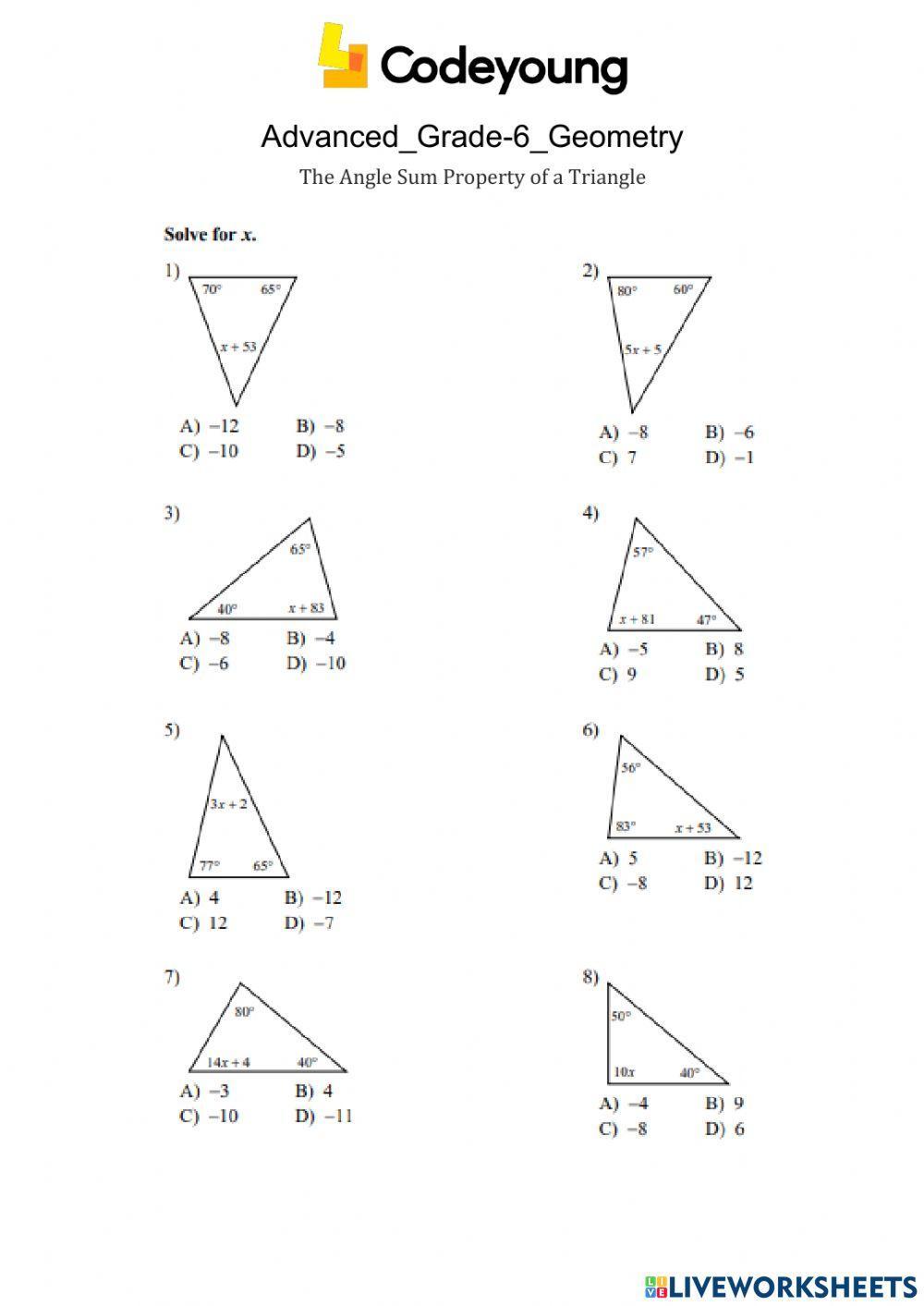 Angle sum property of a triangle