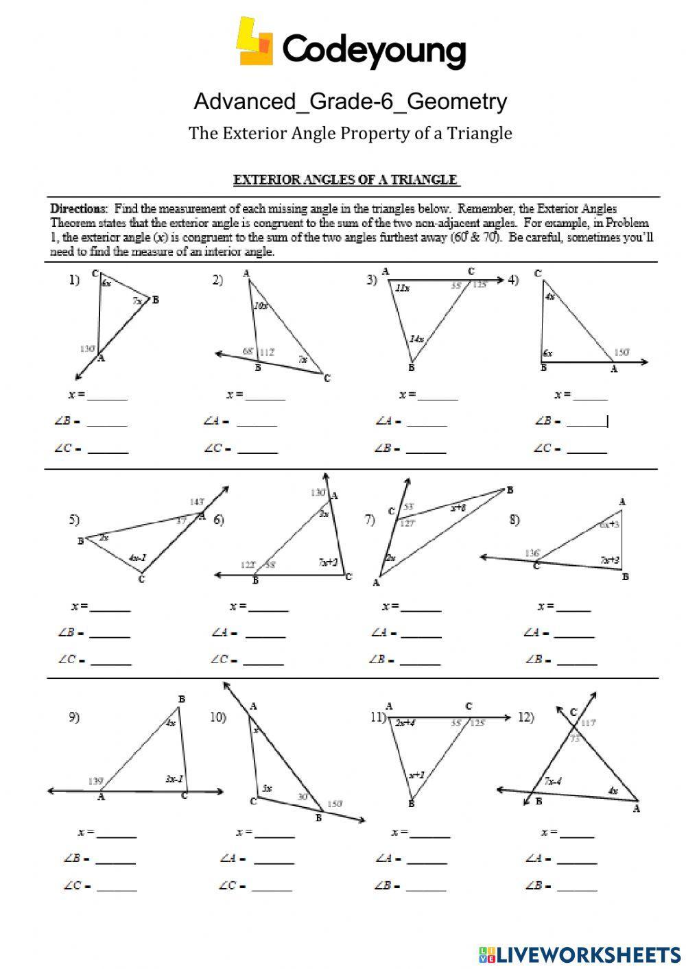 the-exterior-angle-property-of-a-triangle-advanced