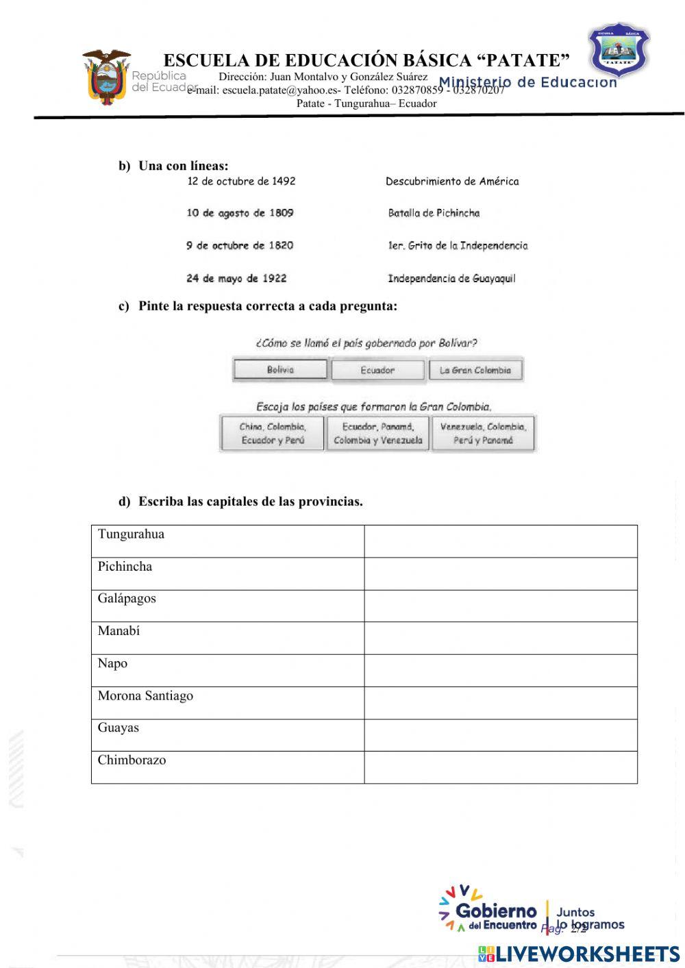 Evaluación Quimestral