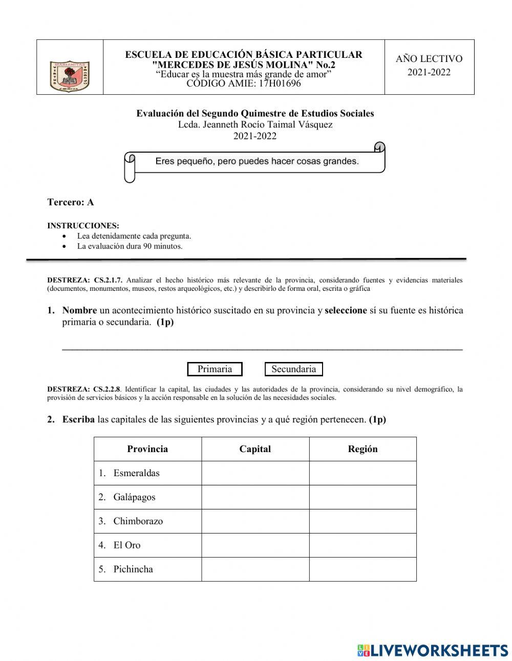 Evaluacion de estudios sociales