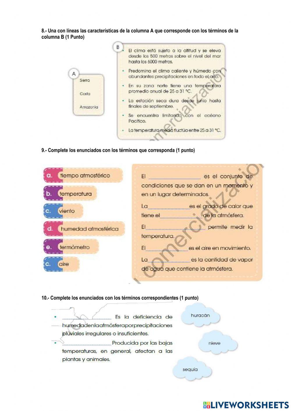 Examen de ciencias naturales