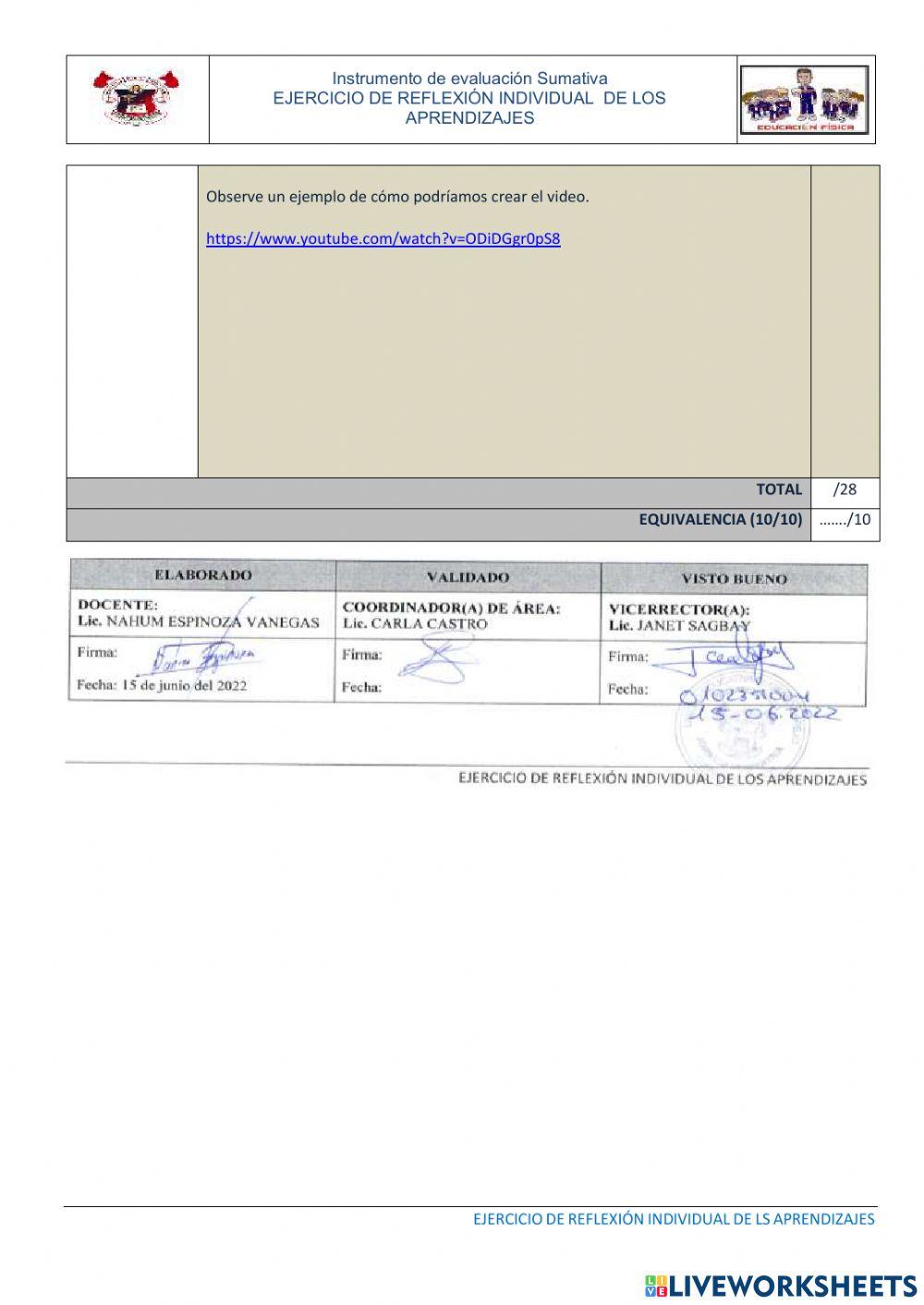 Examen educación física