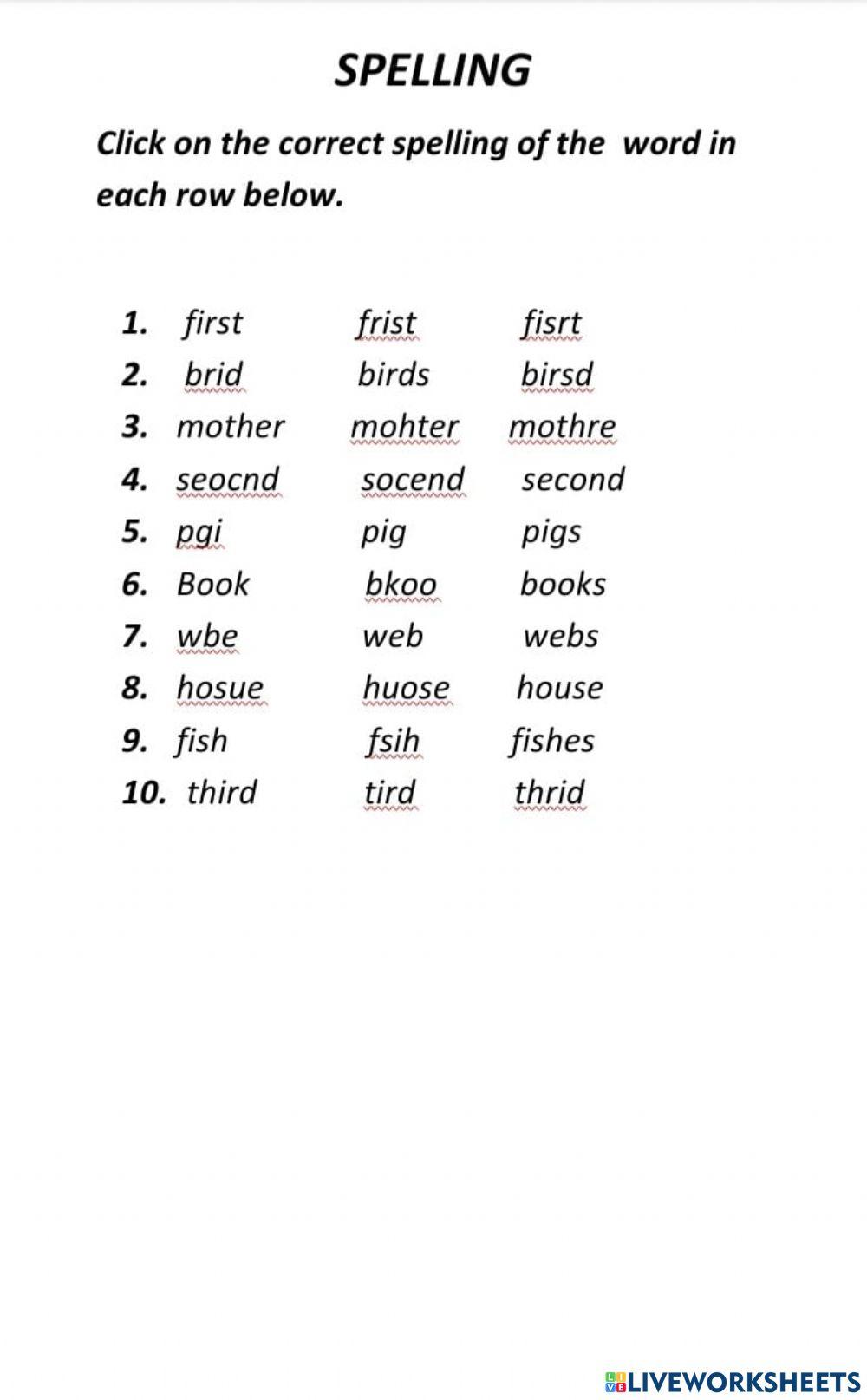 Spelling words 2079497 DenisaRoss Live Worksheets