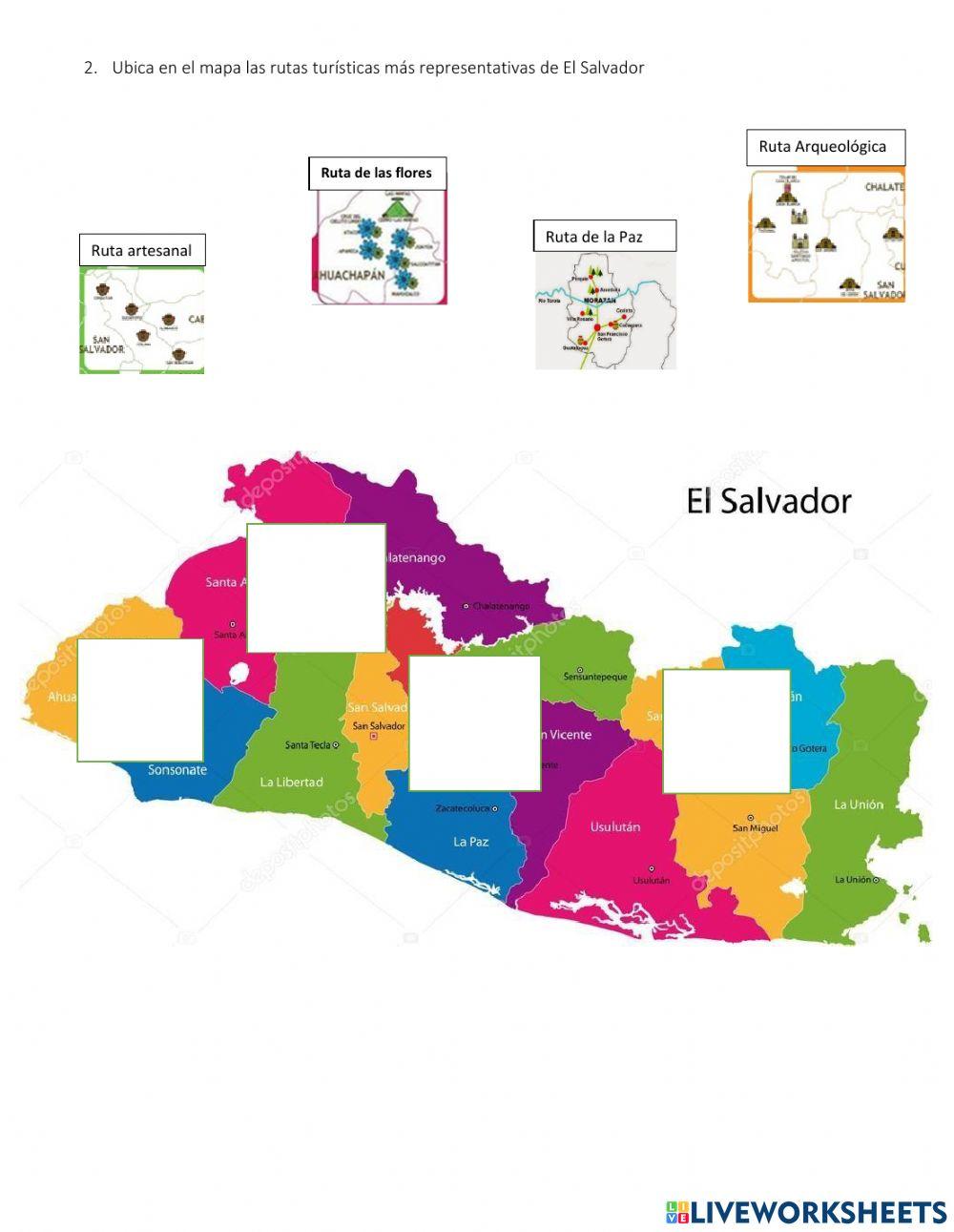 Rutas turisticas y principales carreteras de El Salvador