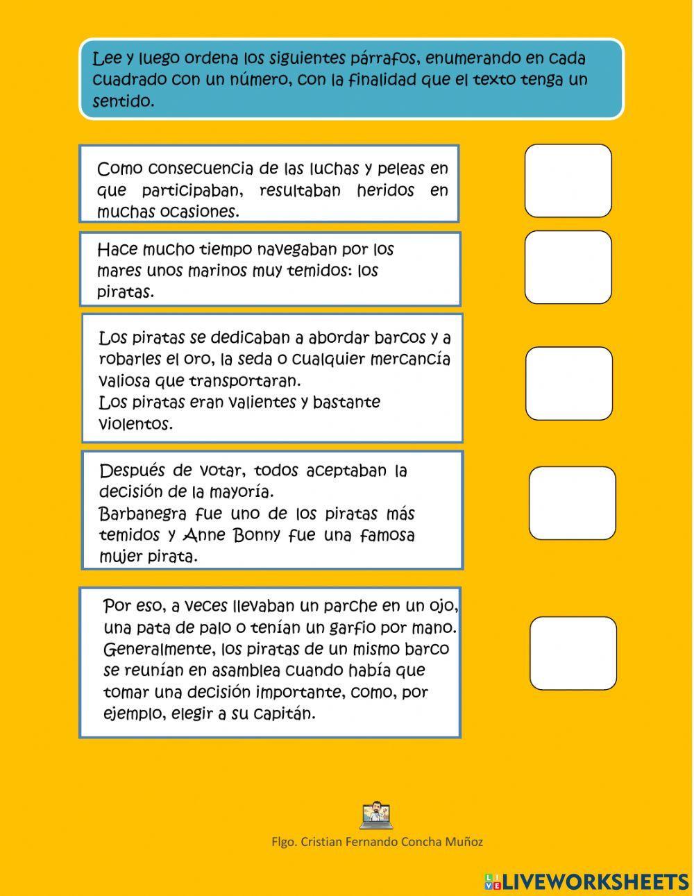 Ordenar párrafos para segundo básico